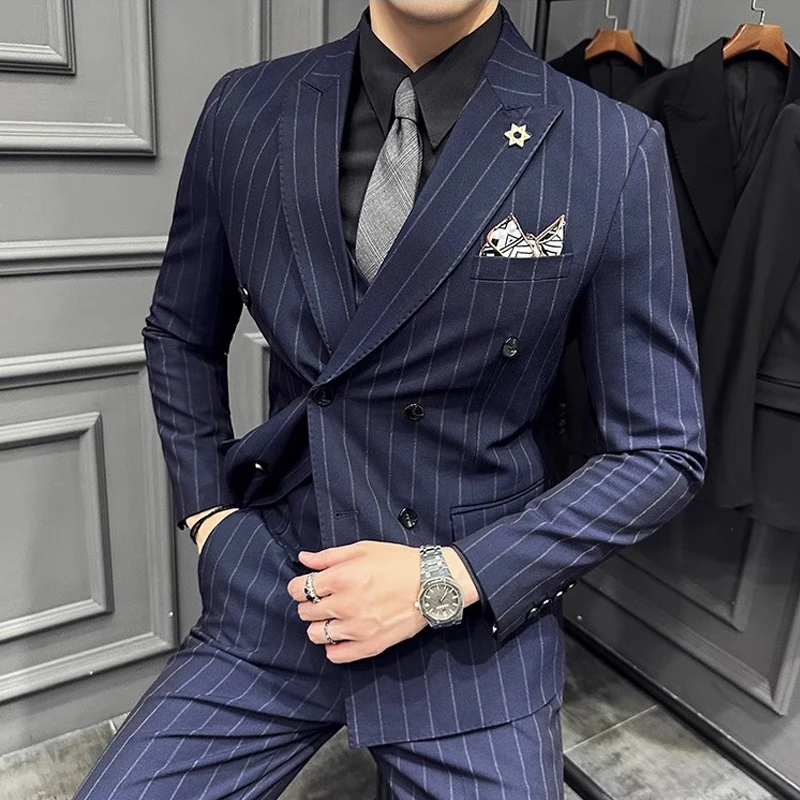 Jacket + Pants 2 Piece Set for Men 2024 Brand Slim Business Mens Dress Suits Wedding Groom Party Striped Costume Homme Plus Size
Jacket + Pants 2 Piece Set for Men 2024 Brand Slim Business Mens Dress Suits Wedding Groom Party Striped Costume Homme Plus Size