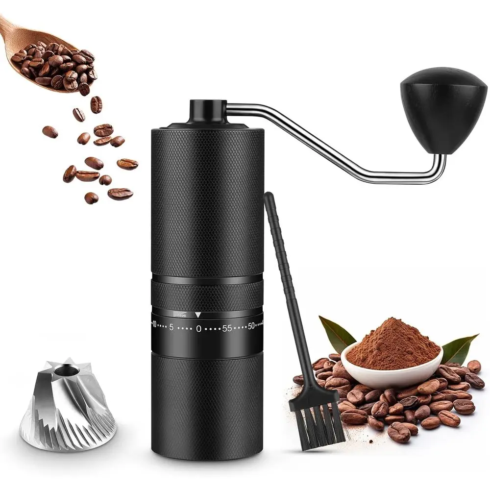 Портативная ручная кофемолка – 60 настроек точности помола, жернова из нержавеющей стали для френч-пресса и путешествий
Портативная ручная кофемолка – 60 настроек точности помола, жернова из нержавеющей стали для френч-пресса и путешествий