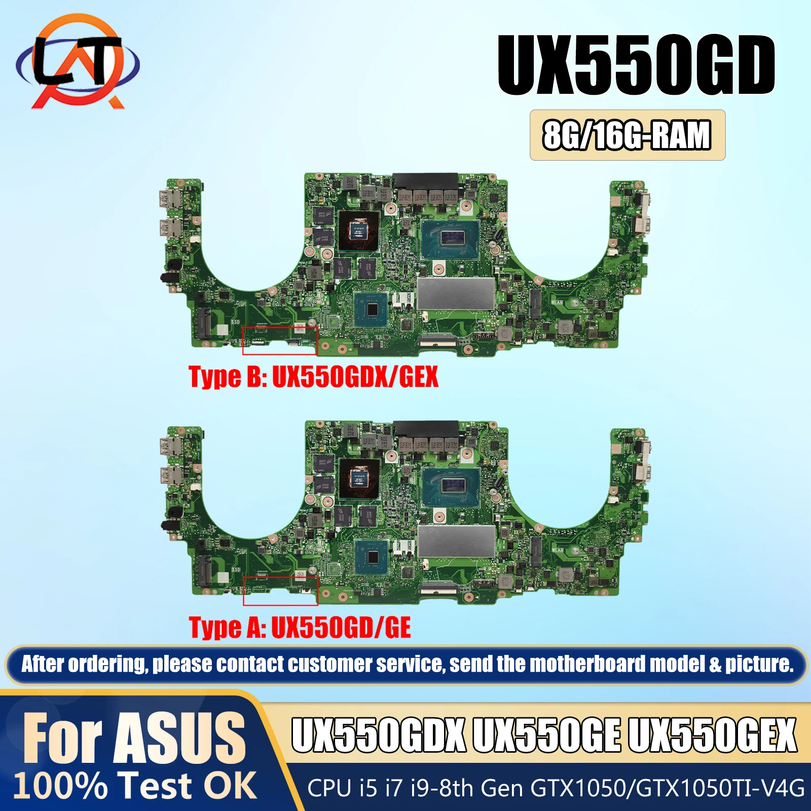 UX550GD Mainboard For Asus UX550GDX UX550GE UX550G UX550GEX Laptop Motherboard i5 i7 i9 CPU 8G/16G-RAM GTX1050/GTX1050TI-V4G
UX550GD Mainboard For Asus UX550GDX UX550GE UX550G UX550GEX Laptop Motherboard i5 i7 i9 CPU 8G/16G-RAM GTX1050/GTX1050TI-V4G