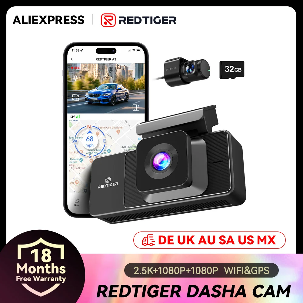 REDTIGER A3 3 Cameras Front/Cabin/Rear Cam Dash Cam Dash Camera Built-in 5.8Ghz WiFi GPS Car DVR Night Vision Parking Monitor
REDTIGER A3 3 Cameras Front/Cabin/Rear Cam Dash Cam Dash Camera Built-in 5.8Ghz WiFi GPS Car DVR Night Vision Parking Monitor