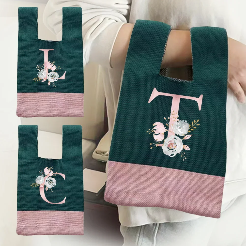 Wrist Tote Bags Knit Handbag Woven Knot Storage Bag Pouch Portable Purse Large Capacity Handbags Pink Flower Printed Series
Wrist Tote Bags Knit Handbag Woven Knot Storage Bag Pouch Portable Purse Large Capacity Handbags Pink Flower Printed Series