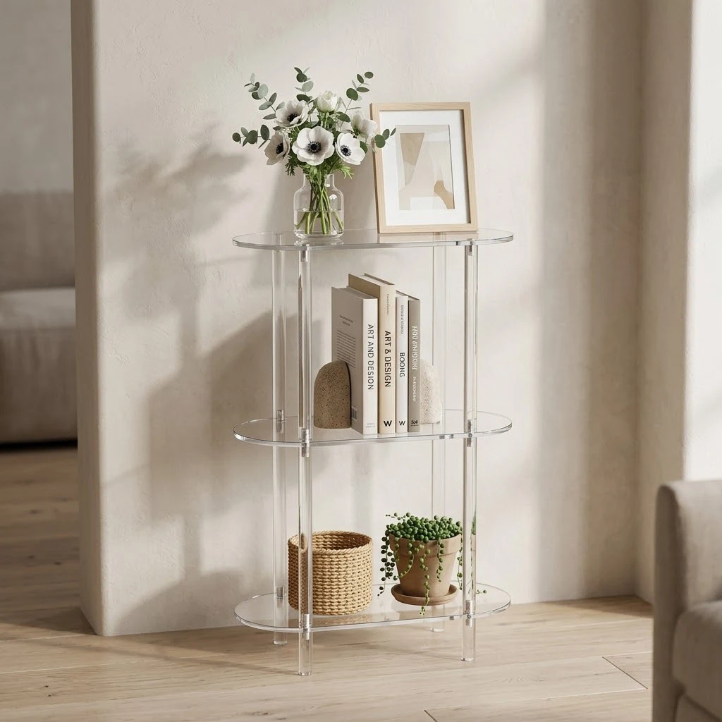 Clear Acrylic Narrow Side Table for Small Spaces, 3 Tier Oval Slim End Table & Display Shelf, Minimalist Skinny Nightstand for Bedroom, Bathroom & Living Room, Holds 40 lbs, 15.75 x 7.87 x 26.7 In
Clear Acrylic Narrow Side Table for Small Spaces, 3 Tier Oval Slim End Table & Display Shelf, Minimalist Skinny Nightstand for Bedroom, Bathroom & Living Room, Holds 40 lbs, 15.75 x 7.87 x 26.7 In