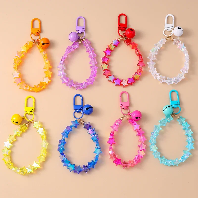Fashion Colorful Handmade Star Beads Bracelet Bell Keychain for Car Key Women Men Handbag Pendant Keyrings DIY Jewelry Gifts
Fashion Colorful Handmade Star Beads Bracelet Bell Keychain for Car Key Women Men Handbag Pendant Keyrings DIY Jewelry Gifts