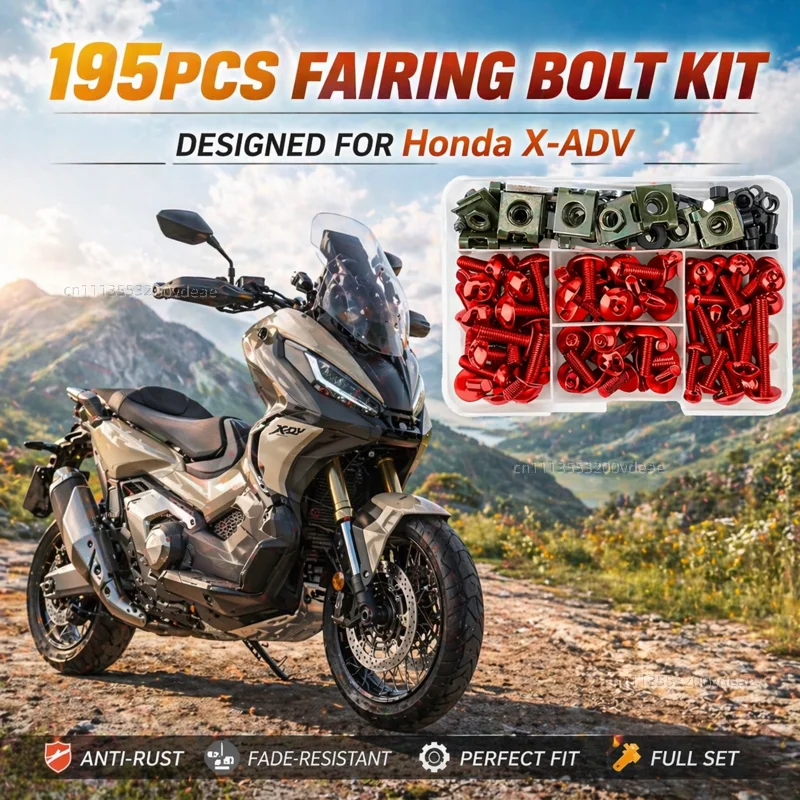 195Pcs Motorcycle Accessories Aluminum Fairing Bolt Screws Kit Nut Clips For Honda XADV750 XADV150 X-ADV X Adv 750 150 2014-2020
195Pcs Motorcycle Accessories Aluminum Fairing Bolt Screws Kit Nut Clips For Honda XADV750 XADV150 X-ADV X Adv 750 150 2014-2020