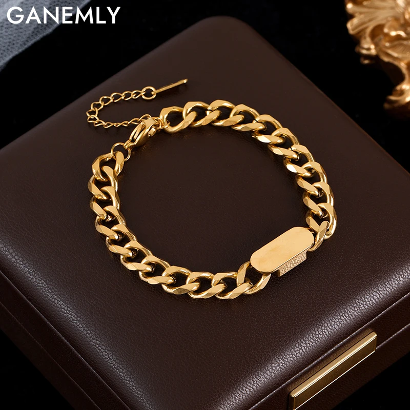 GANEMLY 316L Stainless Steel Geometric Bracelet Bangle For Women Fashion Metal Texture 18 K Plated Wrist Chain Jewelry Lady Gift
GANEMLY 316L Stainless Steel Geometric Bracelet Bangle For Women Fashion Metal Texture 18 K Plated Wrist Chain Jewelry Lady Gift