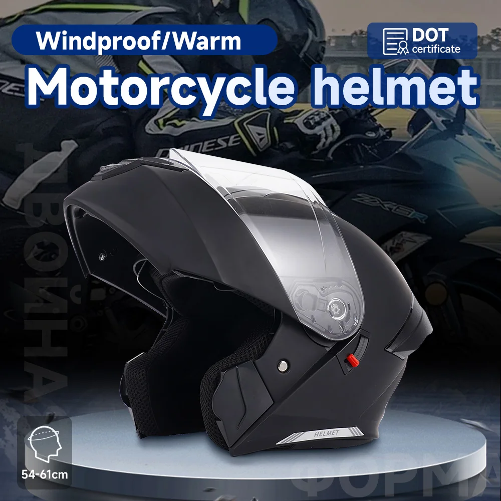 DOT Certified Modular Flip Up Motorcycle Helmet Premium Black ABS Shell Windproof Warm Reflective Strips 54-61cm
DOT Certified Modular Flip Up Motorcycle Helmet Premium Black ABS Shell Windproof Warm Reflective Strips 54-61cm