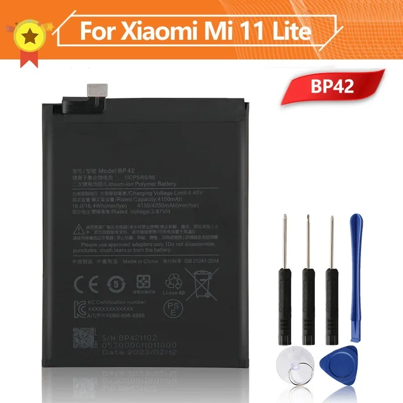 Производство 2024 телефонной батареи BP42 для Xiaomi Mi 11 Lite Сменный аккумулятор Высококачественные аккумуляторы 4250 мАч с инструментом
Производство 2024 телефонной батареи BP42 для Xiaomi Mi 11 Lite Сменный аккумулятор Высококачественные аккумуляторы 4250 мАч с инструментом