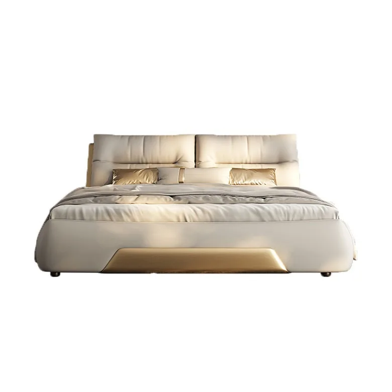 Простая современная легкая роскошная пуховая мягкая сумка-кровать для главной спальни, элитная атмосфера 1,8 кремовая ветровая кожаная свадебная кровать с ушками слона
Простая современная легкая роскошная пуховая мягкая сумка-кровать для главной спальни, элитная атмосфера 1,8 кремовая ветровая кожаная свадебная кровать с ушками слона