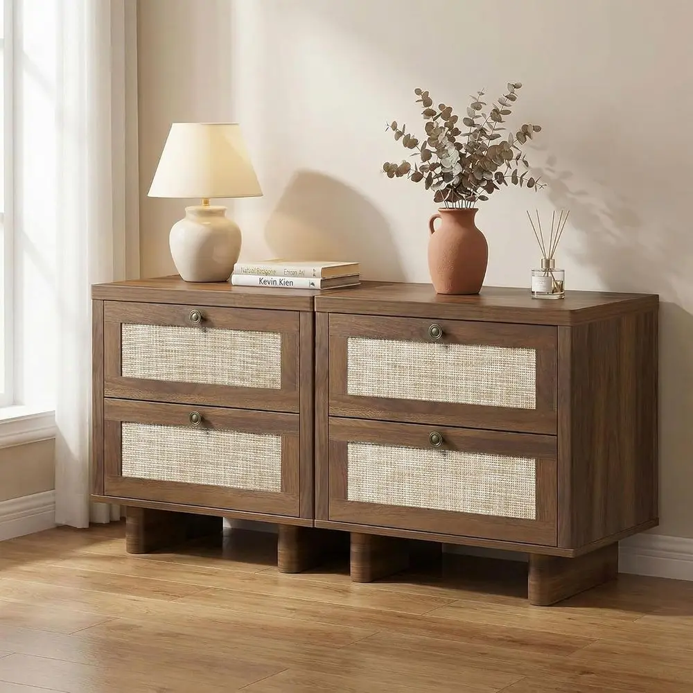 Nightstands Set o 2, Century ern Night Stand with Rattan Ders, Walnut Nightstand Bede Table Set o 2, End Table or Bedroom (Walnu
Nightstands Set o 2, Century ern Night Stand with Rattan Ders, Walnut Nightstand Bede Table Set o 2, End Table or Bedroom (Walnu