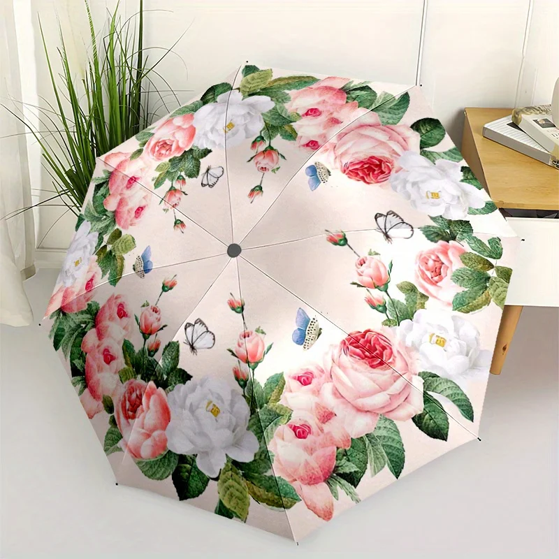 1pc Automatic Folding Umbrella with Floral Wreath Design - Lightweight Retractable Compact Umbrella with 8-Rib Sturdy Frame, E
1pc Automatic Folding Umbrella with Floral Wreath Design - Lightweight Retractable Compact Umbrella with 8-Rib Sturdy Frame, E