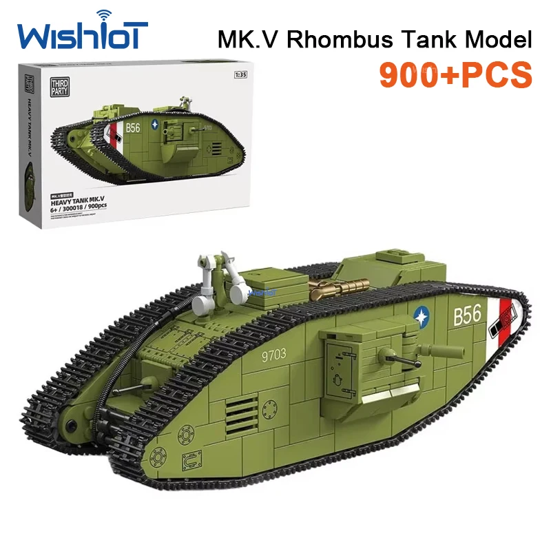 900pcs MK.V Military 1:35 Scale Assembly Tank Model WWI British Army Building Block Set Puzzle Toy Technical Gift for Boys
900pcs MK.V Military 1:35 Scale Assembly Tank Model WWI British Army Building Block Set Puzzle Toy Technical Gift for Boys