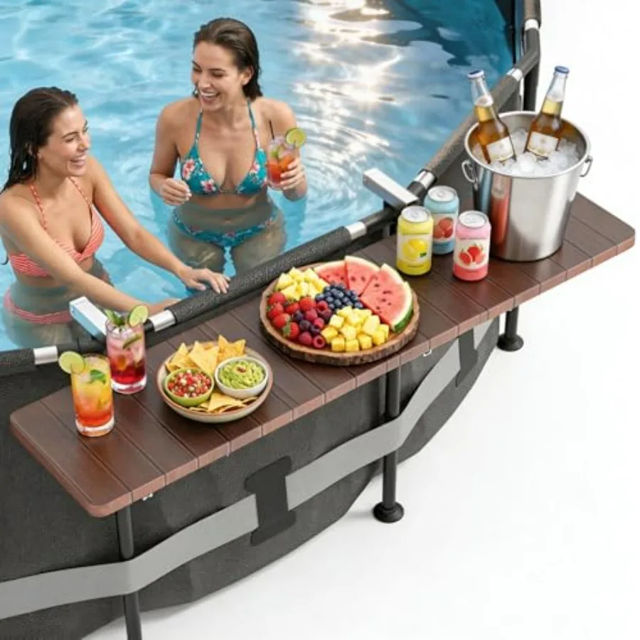 Above Ground Poolside Bar for Round Oval Pools, Waterproof Woodgrain Steel, Beige, 47.2 Folding Heavy Duty Swim Up Bar with Adj
Above Ground Poolside Bar for Round Oval Pools, Waterproof Woodgrain Steel, Beige, 47.2 Folding Heavy Duty Swim Up Bar with Adj