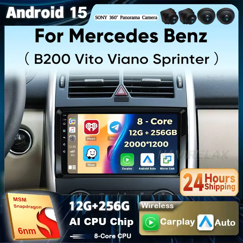 Android 15 Carplay Car Radio For Mercedes Benz B200 W169 W245 Viano Vito W639 Sprinter W906 Navigation GPS Multimedia Player BT
Android 15 Carplay Car Radio For Mercedes Benz B200 W169 W245 Viano Vito W639 Sprinter W906 Navigation GPS Multimedia Player BT