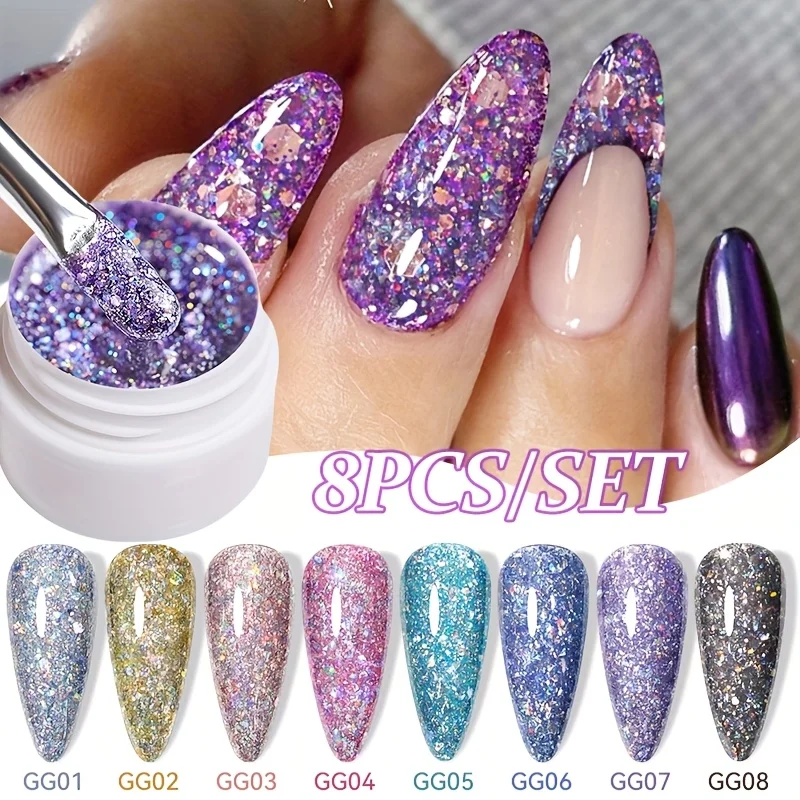 LILYCUTE 8 шт. гель-лак с блестками и блестящими хлопьями, гель для ногтей Varnis, полуперманентный для украшения дизайна ногтей, сделай сам
LILYCUTE 8 шт. гель-лак с блестками и блестящими хлопьями, гель для ногтей Varnis, полуперманентный для украшения дизайна ногтей, сделай сам