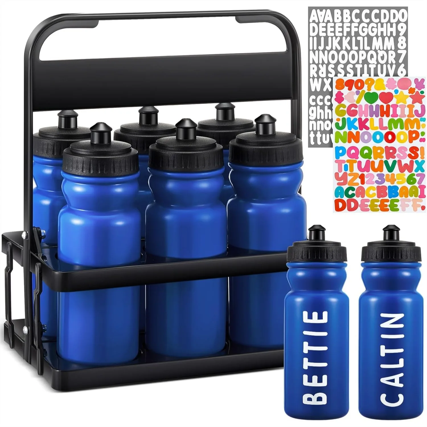 7 Pcs Water Bottle Carrier Set with 20 Oz Squeeze Bottles, BPA-Free Plastic Sports Bottles for Gym, Bike, Fitness
7 Pcs Water Bottle Carrier Set with 20 Oz Squeeze Bottles, BPA-Free Plastic Sports Bottles for Gym, Bike, Fitness