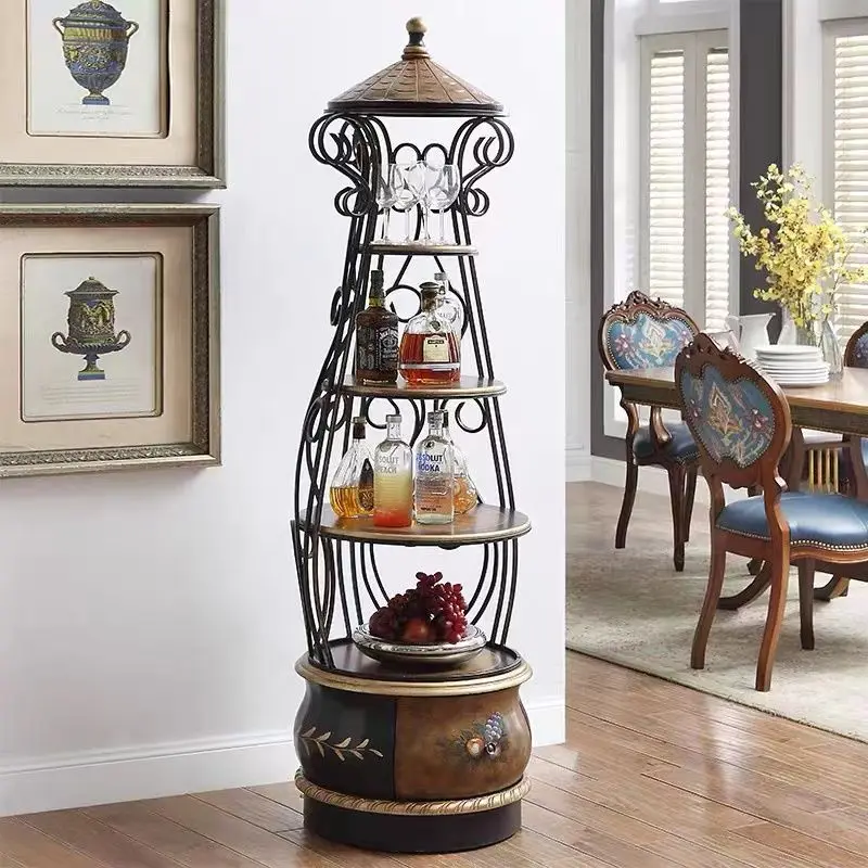American wrought iron rack solid wood storage rack living room decorative rack
American wrought iron rack solid wood storage rack living room decorative rack