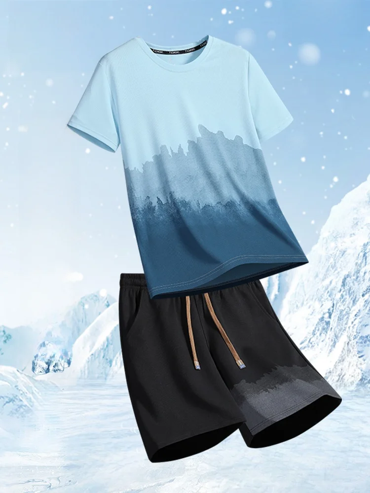 Мужской летний спортивный комплект из быстросохнущей ткани: свободные дышащие повседневные шорты и футболка из тонкого ледяного шелка, летняя одежда из полиэфирного волокна...
Мужской летний спортивный комплект из быстросохнущей ткани: свободные дышащие повседневные шорты и футболка из тонкого ледяного шелка, летняя одежда из полиэфирного волокна...