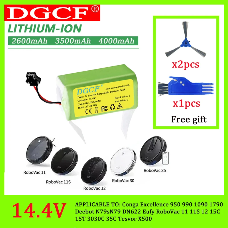 14.4V/3500mAh Replacement Li-ion Battery for Cecotec Conga 950/990/1090 | Compatible with Ecovacs Deebot 601/605, Eufy 35C
14.4V/3500mAh Replacement Li-ion Battery for Cecotec Conga 950/990/1090 | Compatible with Ecovacs Deebot 601/605, Eufy 35C