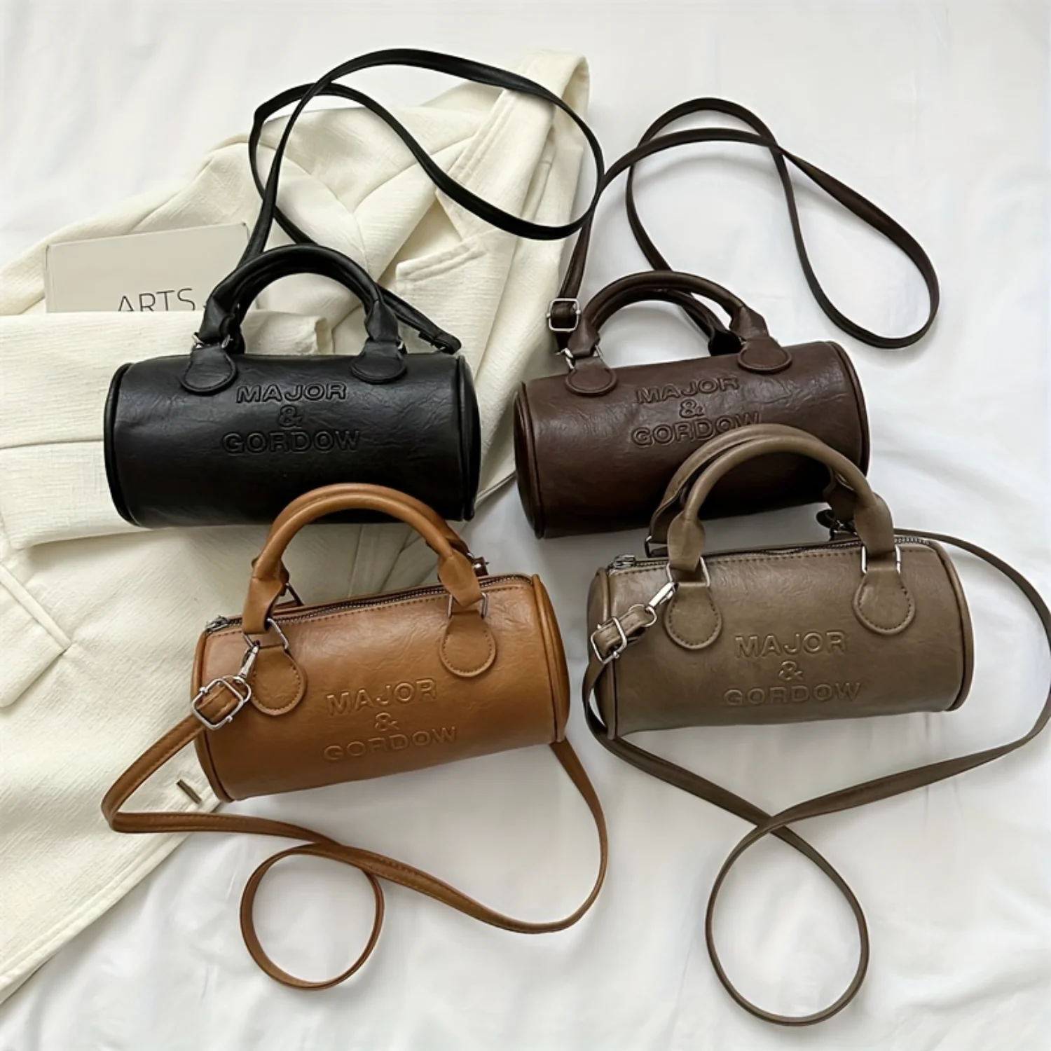 Vintage Crossbody Boston Bag, Retro Shoulder Cylinder Bag, Women's Fashion Handbag & Purse
Vintage Crossbody Boston Bag, Retro Shoulder Cylinder Bag, Women's Fashion Handbag & Purse