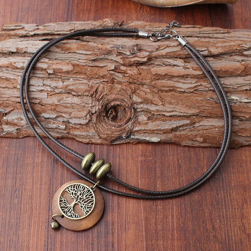 CSJA Tree of Life Wooden Pendant Necklace for Women Rope Layer Necklaces Choker H407
CSJA Tree of Life Wooden Pendant Necklace for Women Rope Layer Necklaces Choker H407