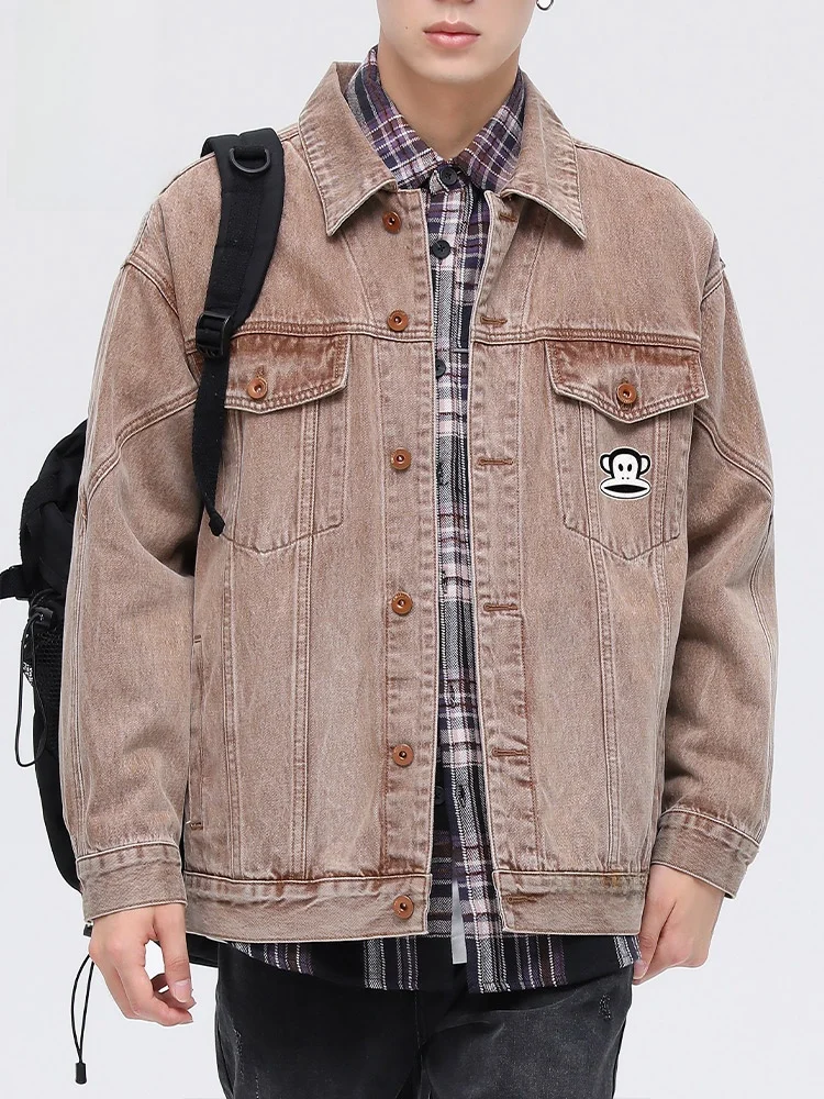 Мужская джинсовая куртка в американском ретро-стиле с принтом обезьян, весенне-осенний кардиган свободного кроя с длинными рукавами, хлопок/полиэстер
Мужская джинсовая куртка в американском ретро-стиле с принтом обезьян, весенне-осенний кардиган свободного кроя с длинными рукавами, хлопок/полиэстер