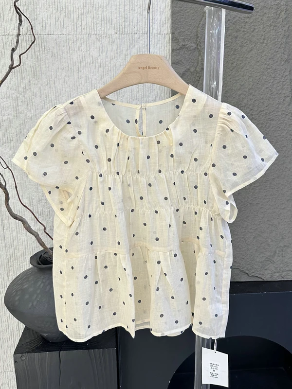Sweet Anti-Aging Polka Dot 100% Flax Shirt Summer 2026 Fashionable Little Flying Sleeve Pleated Layers Doll Shirt Women's Top
Sweet Anti-Aging Polka Dot 100% Flax Shirt Summer 2026 Fashionable Little Flying Sleeve Pleated Layers Doll Shirt Women's Top