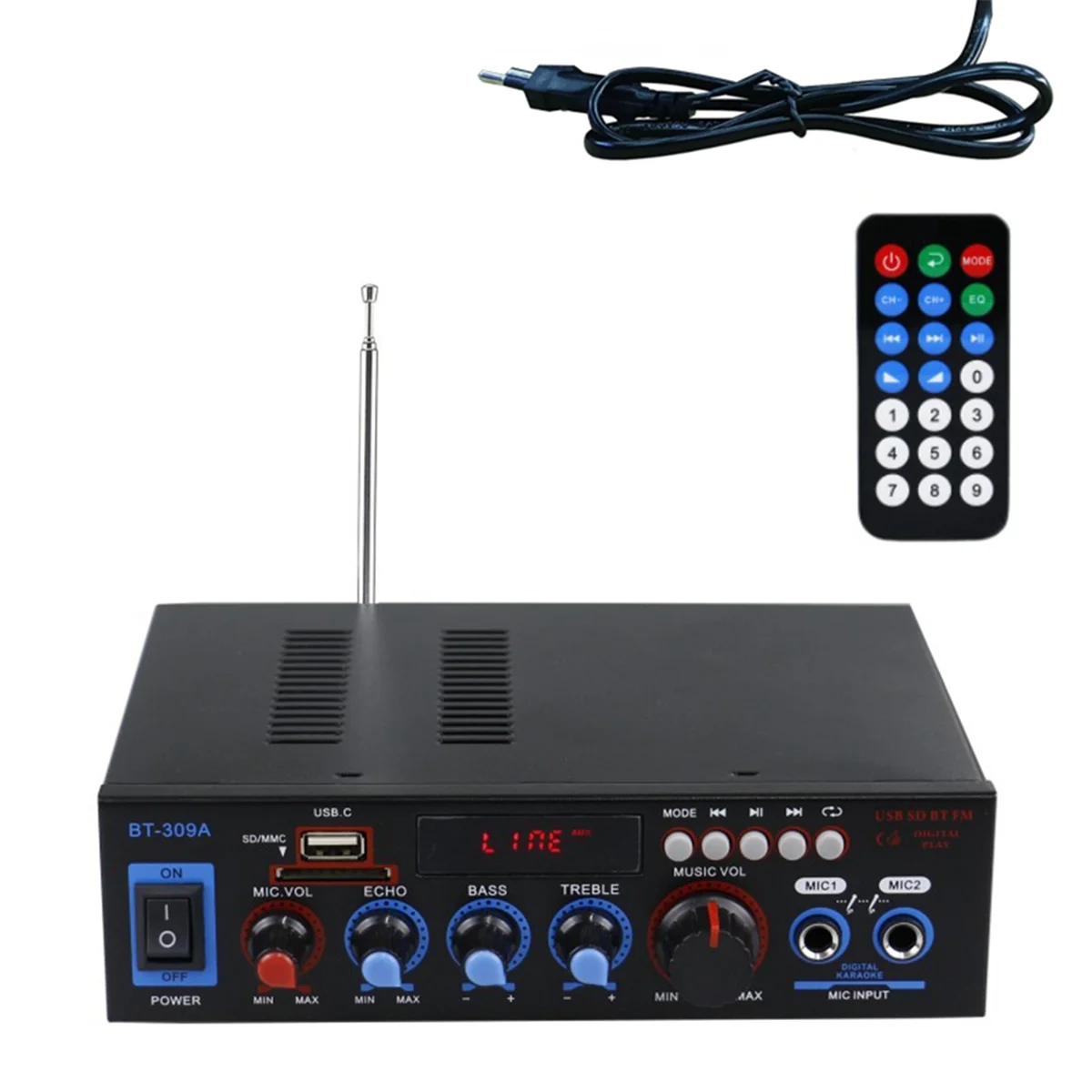 BT-309A Bluetooth 5.0 Amplifier for Speakers 2.0 Channel Car Audio Power AMP Bass HIFI Music Player EU Plug
BT-309A Bluetooth 5.0 Amplifier for Speakers 2.0 Channel Car Audio Power AMP Bass HIFI Music Player EU Plug
