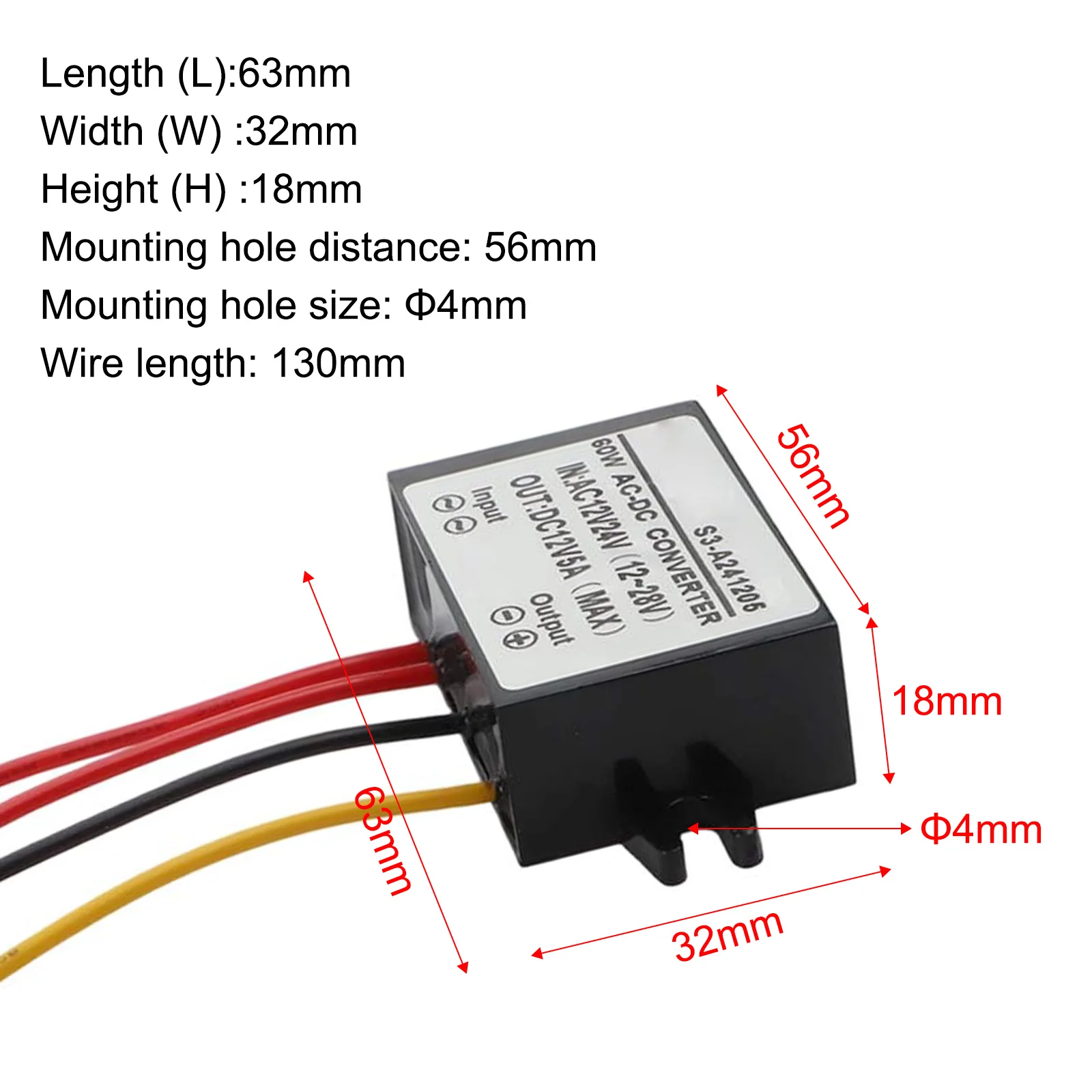 12V Adapter 63*32*18mm Power Converter 95 Conversion Efficiency Plastic Casing Material Natural Heat Dissipation
12V Adapter 63*32*18mm Power Converter 95 Conversion Efficiency Plastic Casing Material Natural Heat Dissipation