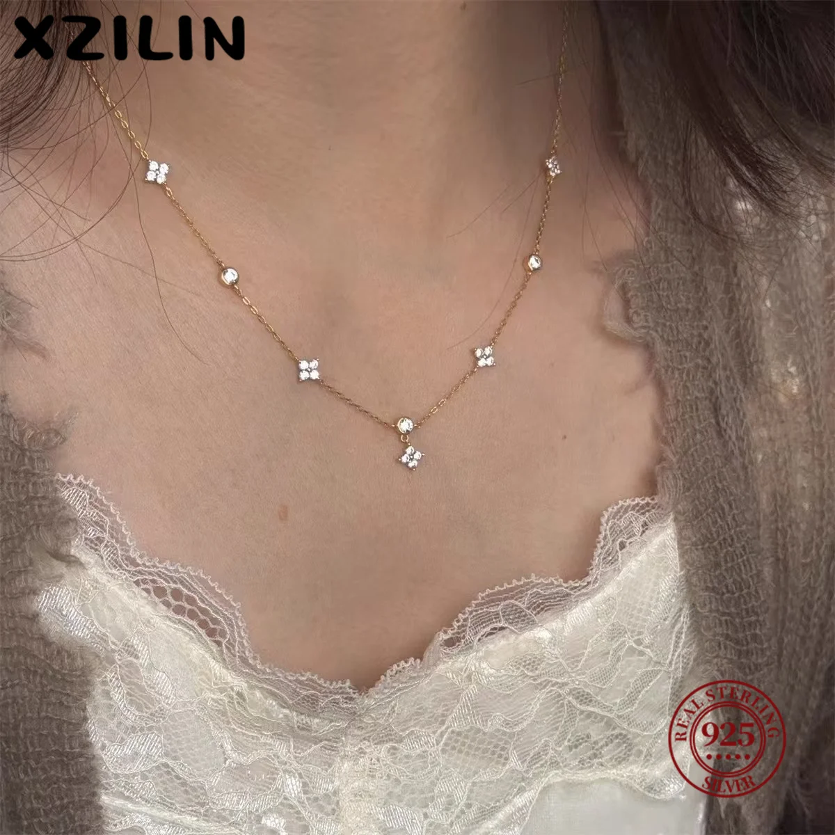 XZiLin 925 Sterling Silver Inlaid Zircon Flower Necklace for women Exquisite Sweet Wedding Jewelry Accessories Gifts
XZiLin 925 Sterling Silver Inlaid Zircon Flower Necklace for women Exquisite Sweet Wedding Jewelry Accessories Gifts