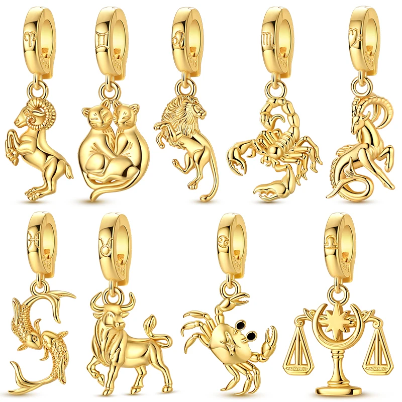 Charms Silver 925 Gold Color Twelve Constellation Pendant Bead Fits 3mm Bracelet Bangle Necklace For Women Luxury Jewelry Making
Charms Silver 925 Gold Color Twelve Constellation Pendant Bead Fits 3mm Bracelet Bangle Necklace For Women Luxury Jewelry Making
