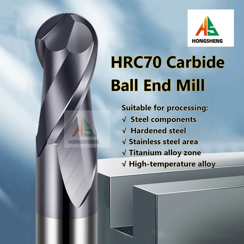 HRC70 55 65 2 Flute Ball Nose End Mill Tungsten Carbide Cutter CNC Router Bit R0.5 6mm 8mm 10 12- 20 Milling Tool Milling Cutter
HRC70 55 65 2 Flute Ball Nose End Mill Tungsten Carbide Cutter CNC Router Bit R0.5 6mm 8mm 10 12- 20 Milling Tool Milling Cutter