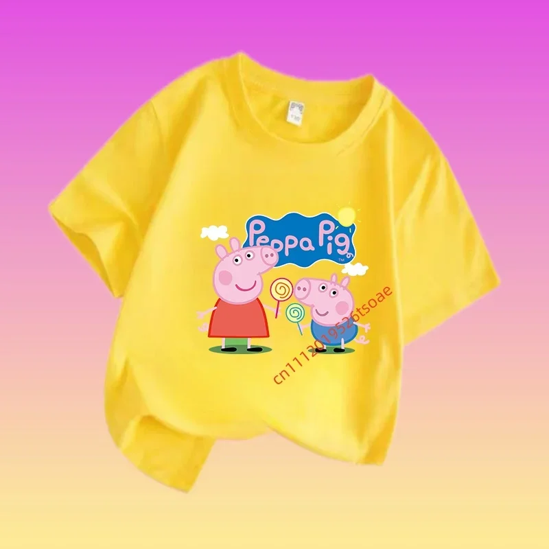 Peppa Pig children's cotton short-sleeved boys' sports shirt, girls' casual top, summer T-shirt with cartoon print
Peppa Pig children's cotton short-sleeved boys' sports shirt, girls' casual top, summer T-shirt with cartoon print
