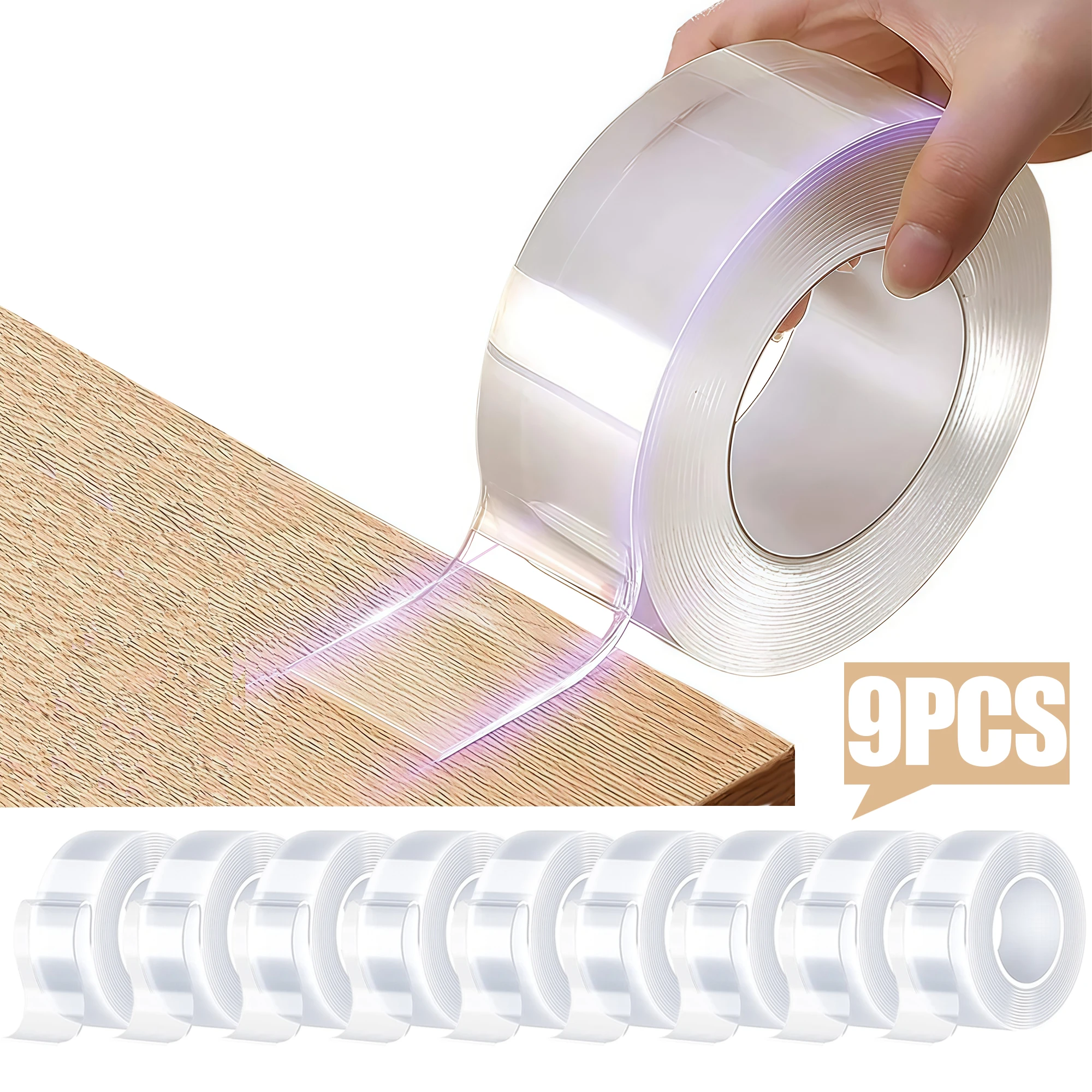 9pcs Strong Nano Double Sided Tape Clear Removable Double Sticky Stick Tape Adhesive Strips 1mm thick 2cm wide 3m long
9pcs Strong Nano Double Sided Tape Clear Removable Double Sticky Stick Tape Adhesive Strips 1mm thick 2cm wide 3m long