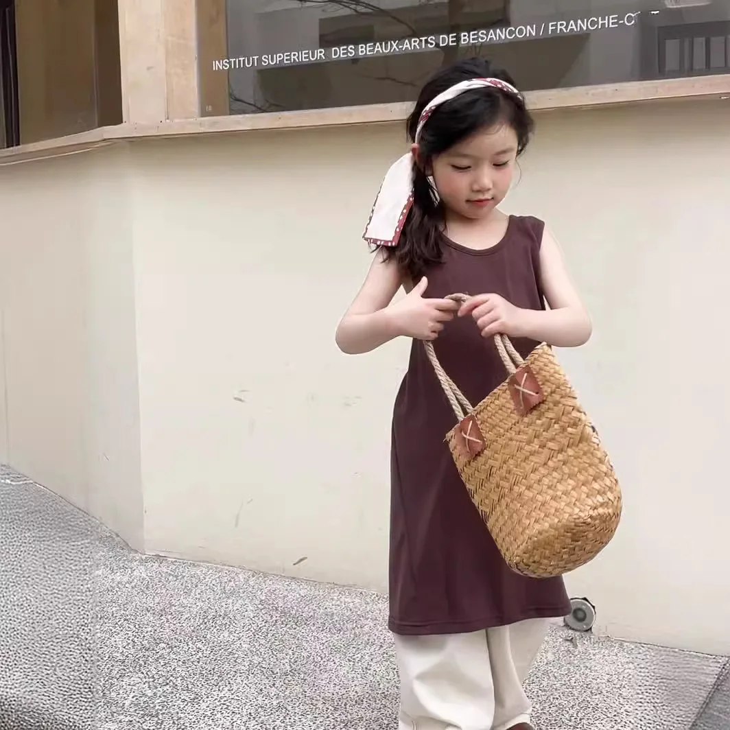 Girl Dress Sleeveless Skirt Girls Long T Skirt Korean Style 2024 New Girls Solid Color Dress Knitted Stretch Halter Vest Dress
Girl Dress Sleeveless Skirt Girls Long T Skirt Korean Style 2024 New Girls Solid Color Dress Knitted Stretch Halter Vest Dress