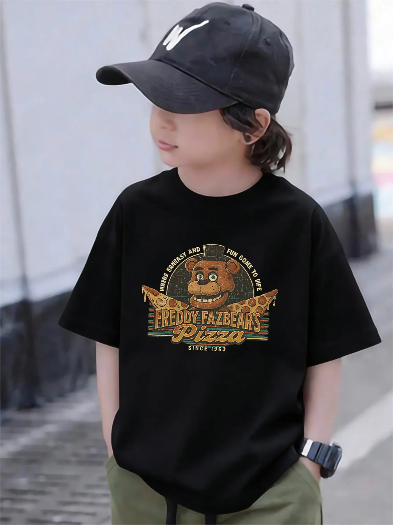 Summer Kids Clothing Must-Have List! Boys' Black Fnaf Short Sleeve, Pizza Shop Retro Print, Versatile And Long-Lasting
Summer Kids Clothing Must-Have List! Boys' Black Fnaf Short Sleeve, Pizza Shop Retro Print, Versatile And Long-Lasting