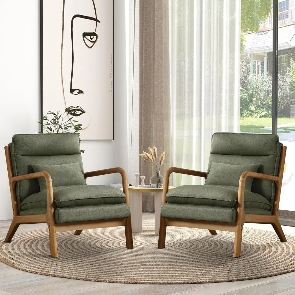 Modern Accent Chair Set of 2, Upholstered Lounge Armchair with Plump Back Pillow, Comfy Reading Chair with Solid Wood Frame
Modern Accent Chair Set of 2, Upholstered Lounge Armchair with Plump Back Pillow, Comfy Reading Chair with Solid Wood Frame