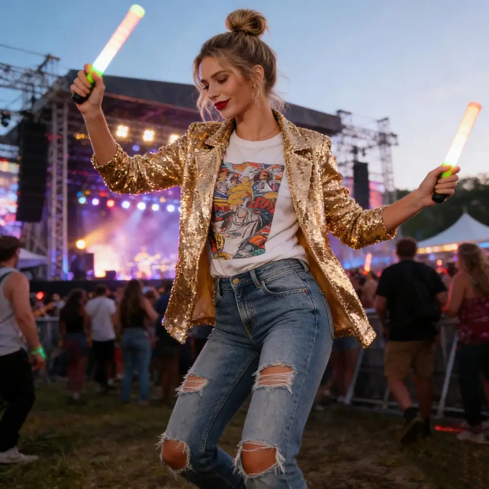 Sequin Coat Women Sequin Jacket Women's Sequin Jacket Sparkly Open Front Blazer Evening Party Coat with Pockets
Sequin Coat Women Sequin Jacket Women's Sequin Jacket Sparkly Open Front Blazer Evening Party Coat with Pockets