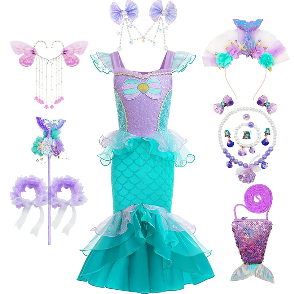 Mermaid Ariel Princess Dress Girls Halloween Carnival Mermaid Cosplay Costume Children Birthday Party Ruffles Elegant Gown
Mermaid Ariel Princess Dress Girls Halloween Carnival Mermaid Cosplay Costume Children Birthday Party Ruffles Elegant Gown