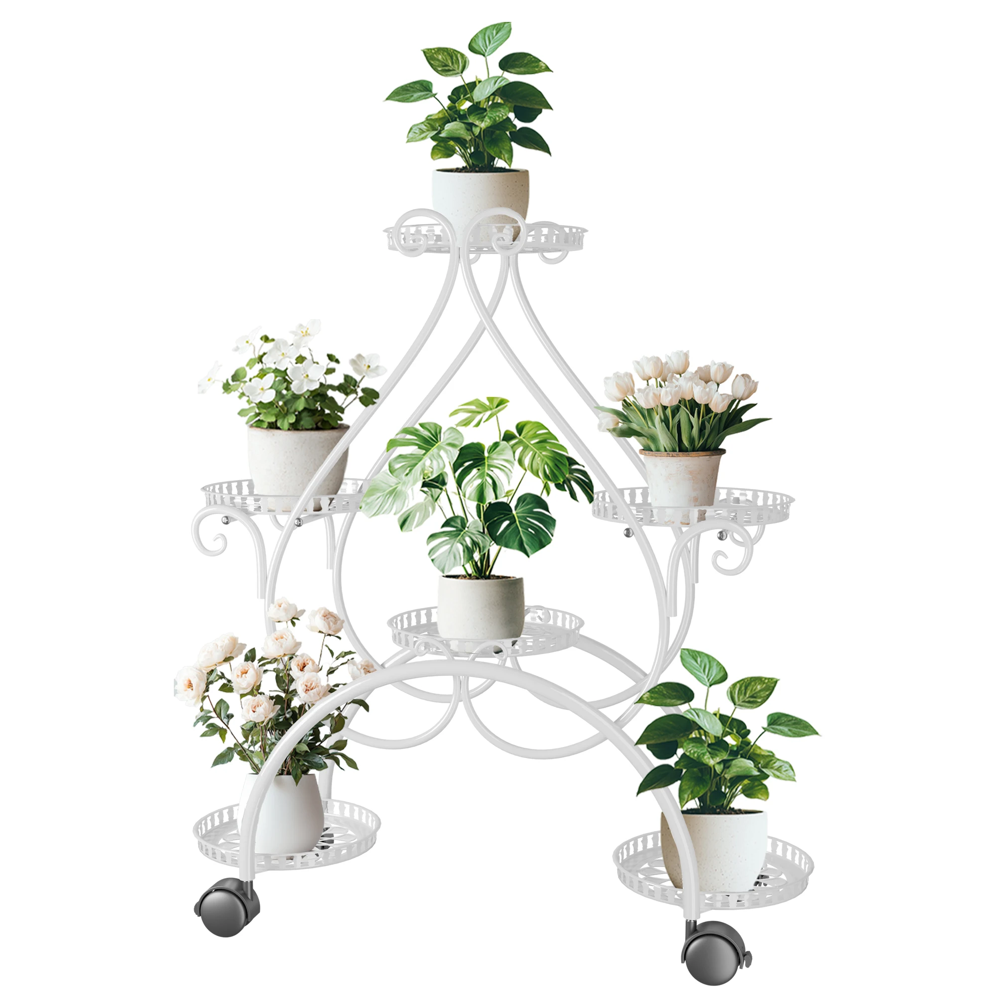6 Tiered Metal Flower Pot Display Stand Indoor Outdoor Tall Plant Rack with Rolling Wheels
6 Tiered Metal Flower Pot Display Stand Indoor Outdoor Tall Plant Rack with Rolling Wheels
