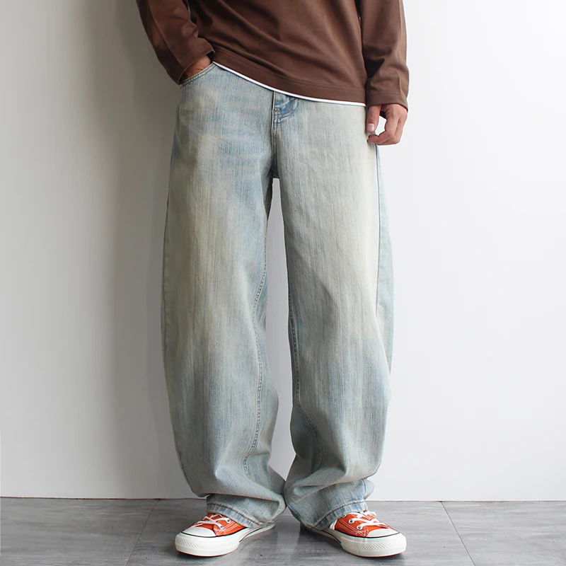 2025 Men's Loose-fit Washed Distressed Bleached Vintage Wide-leg Jeans Bamboo Knot Pattern Trendy Casual Pants for Autumn Winter
2025 Men's Loose-fit Washed Distressed Bleached Vintage Wide-leg Jeans Bamboo Knot Pattern Trendy Casual Pants for Autumn Winter