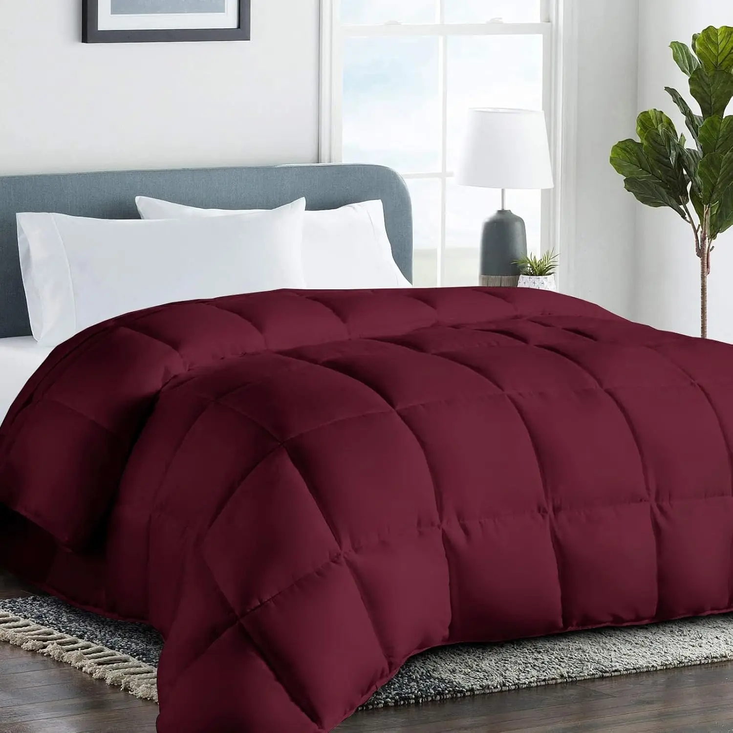 Premium Oversized Queen Comforter, All-Season Quilted Down Alternative Duvet Insert with Anti-Clump Tech - Burgundy 98x98 inches
Premium Oversized Queen Comforter, All-Season Quilted Down Alternative Duvet Insert with Anti-Clump Tech - Burgundy 98x98 inches