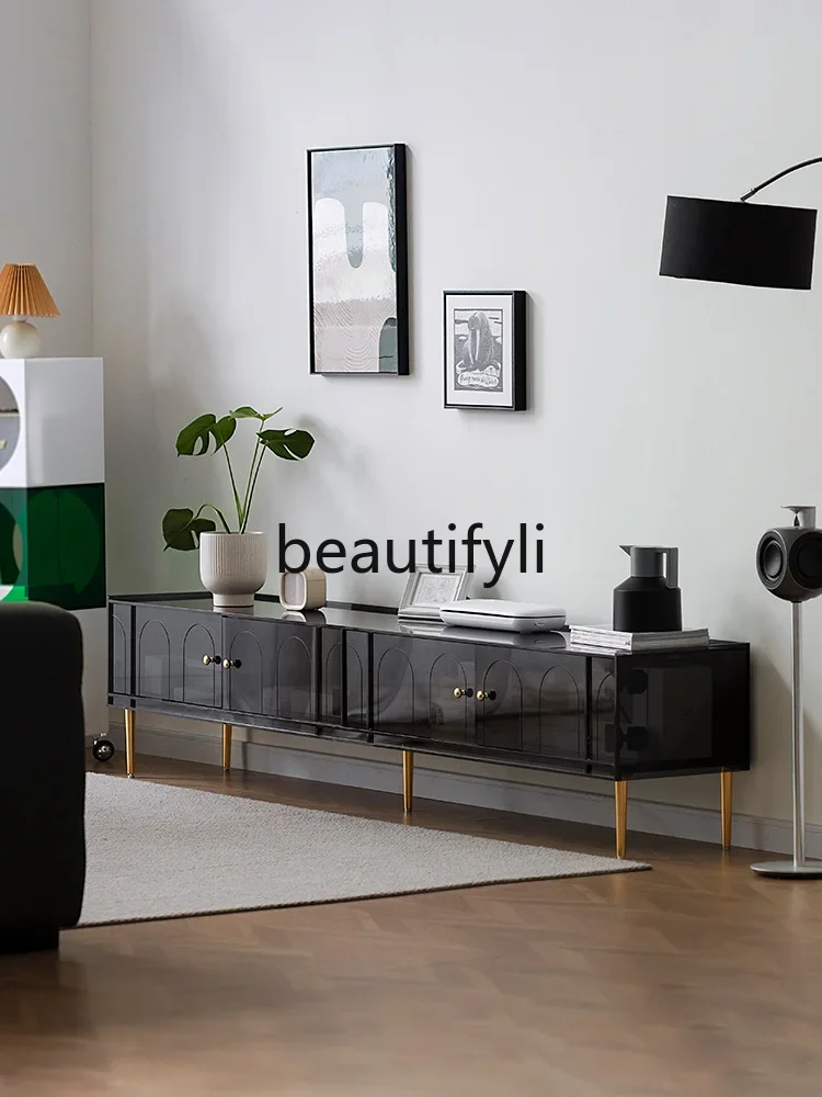 Gray square light luxury acrylic TV cabinet household modern simple living room locker 
Gray square light luxury acrylic TV cabinet household modern simple living room locker