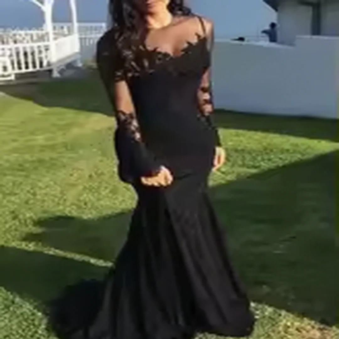 Customized classic long-sleeved appliquéd sequined floor-length mermaid dance dress for ladies, formal evening gown
Customized classic long-sleeved appliquéd sequined floor-length mermaid dance dress for ladies, formal evening gown