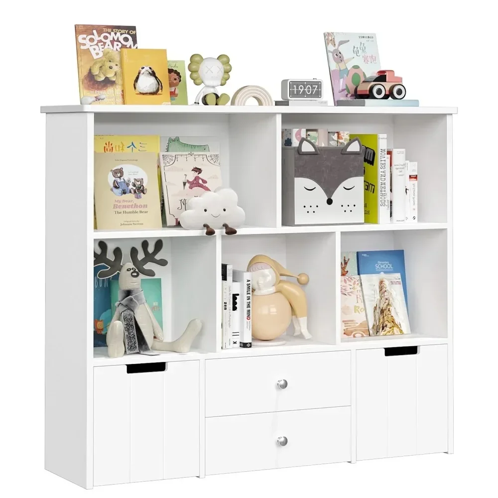 Kids Toy Storage Organizer, Modern 5 Cubby Children Bookcase and Bookshelf with 4 Drawer on Wheels for Playroom Nursery School
Kids Toy Storage Organizer, Modern 5 Cubby Children Bookcase and Bookshelf with 4 Drawer on Wheels for Playroom Nursery School