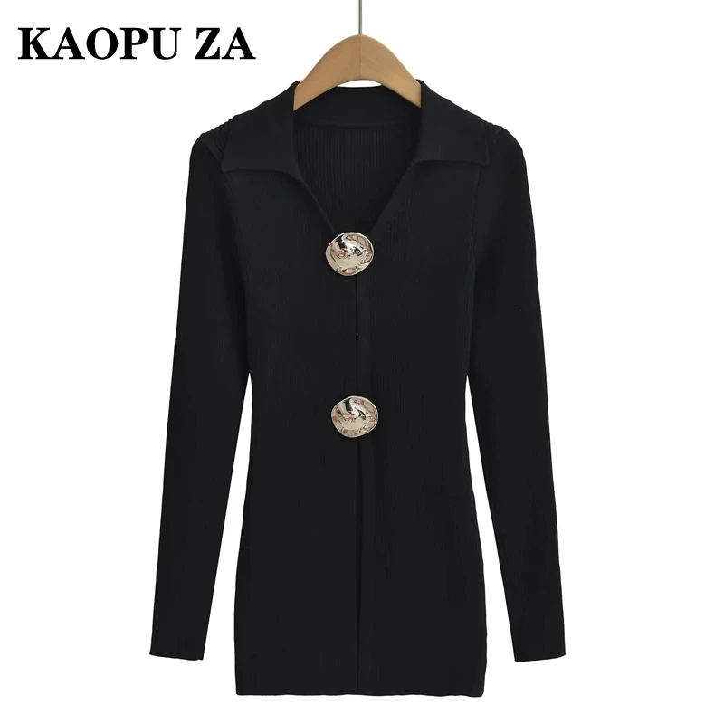 KAOPU ZA 2024 Winter Women's Chic Long Sleeve Sweater Cardigan V Neck Single Breasted Knitted Top with POLO Collar Casual Style
KAOPU ZA 2024 Winter Women's Chic Long Sleeve Sweater Cardigan V Neck Single Breasted Knitted Top with POLO Collar Casual Style