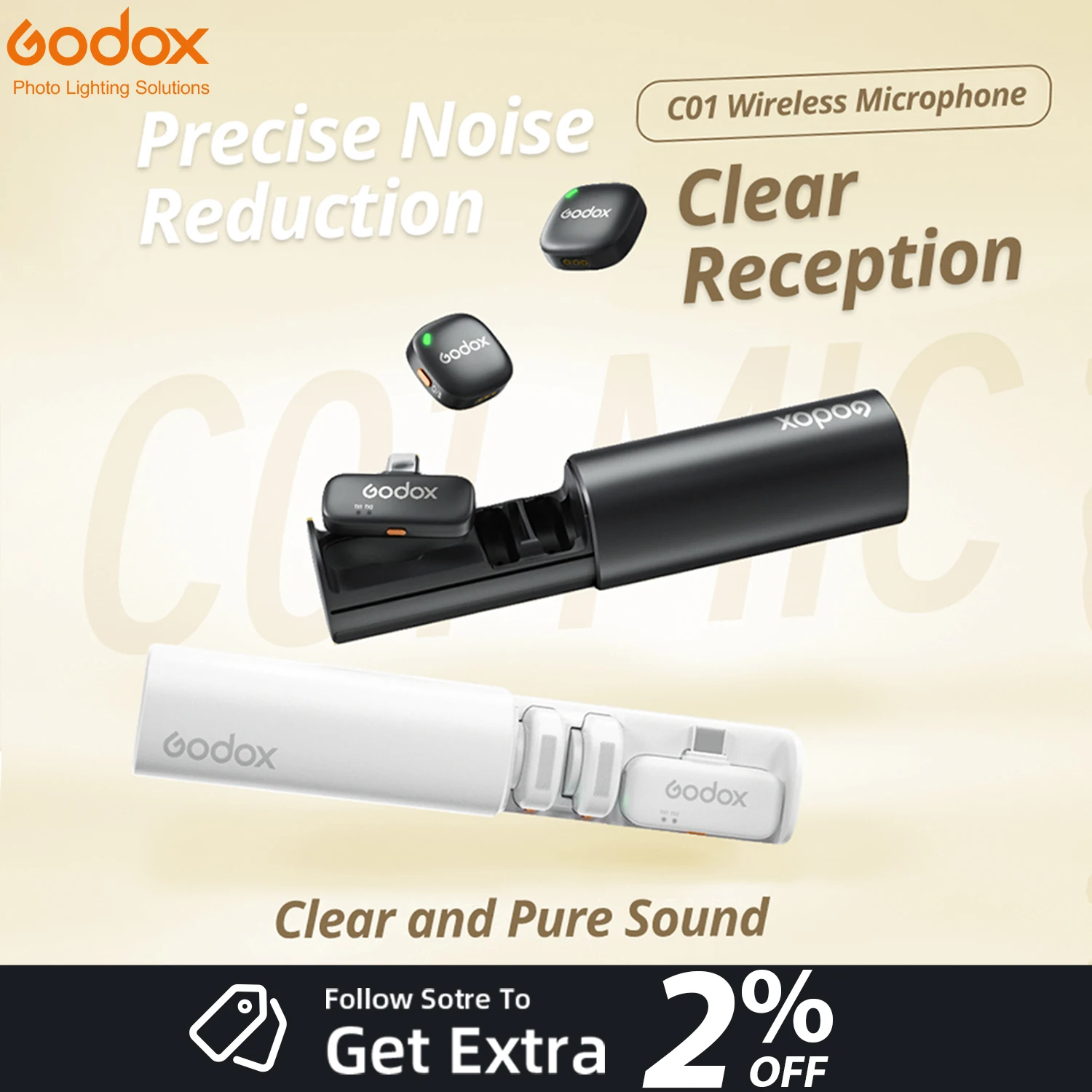 Godox Photography Mic C01 Wireless Lavalier Microphone 48kHz/24bit Audio & 200m Wireless Range for Camera Phone Yutube Vlog
Godox Photography Mic C01 Wireless Lavalier Microphone 48kHz/24bit Audio & 200m Wireless Range for Camera Phone Yutube Vlog