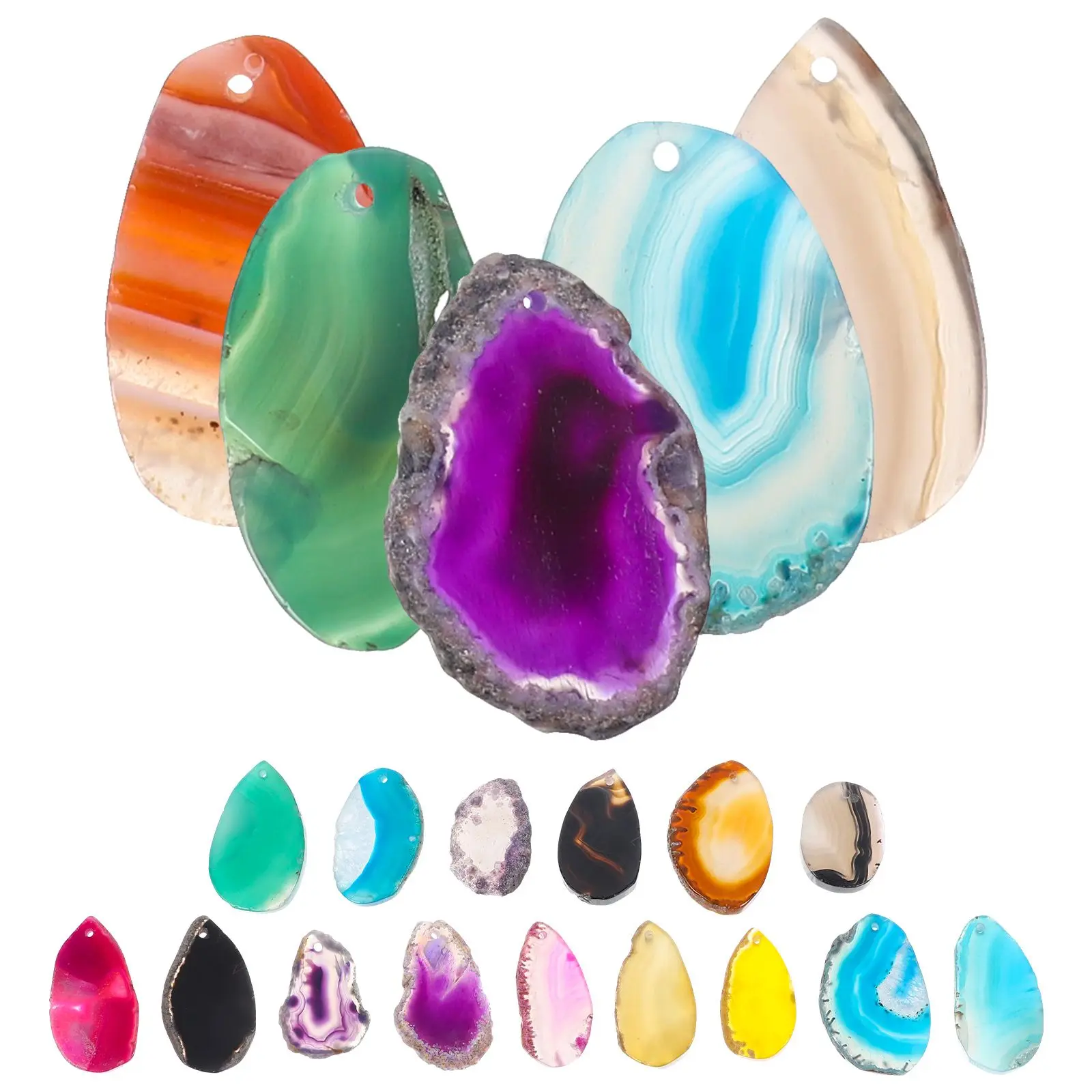 20 Pcs Agate Slices Pendant DIY Necklace Decor 30mm 50mm Colored Wind Bell Charms Jewelry Making Supplies Female Present
20 Pcs Agate Slices Pendant DIY Necklace Decor 30mm 50mm Colored Wind Bell Charms Jewelry Making Supplies Female Present