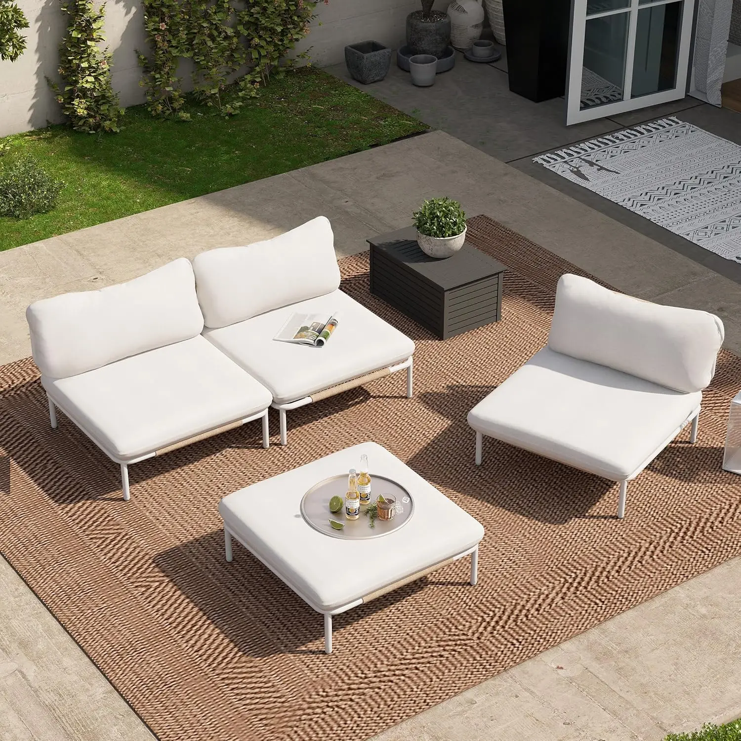 Outdoor Patio Furniture Set, 4 Seater Modular Oversized Patio Conversation Set with Cushions, Modern Metal, Customized
Outdoor Patio Furniture Set, 4 Seater Modular Oversized Patio Conversation Set with Cushions, Modern Metal, Customized