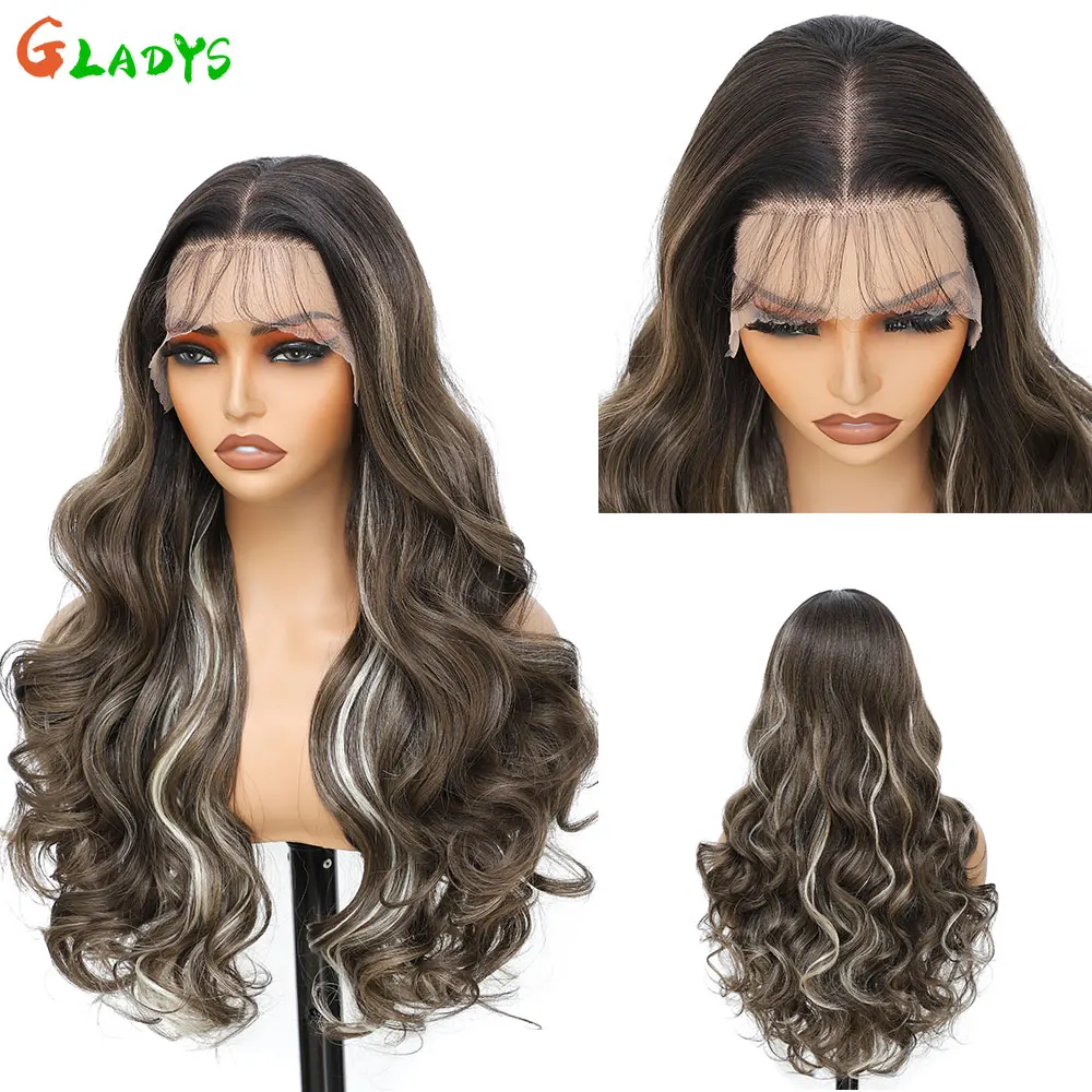 13X4 Lace Frontal Wigs 30inch Body Wave Synthetic Highlight Brown HD Lace Front Wigs Pre Plucked With Baby Hair For Women
13X4 Lace Frontal Wigs 30inch Body Wave Synthetic Highlight Brown HD Lace Front Wigs Pre Plucked With Baby Hair For Women