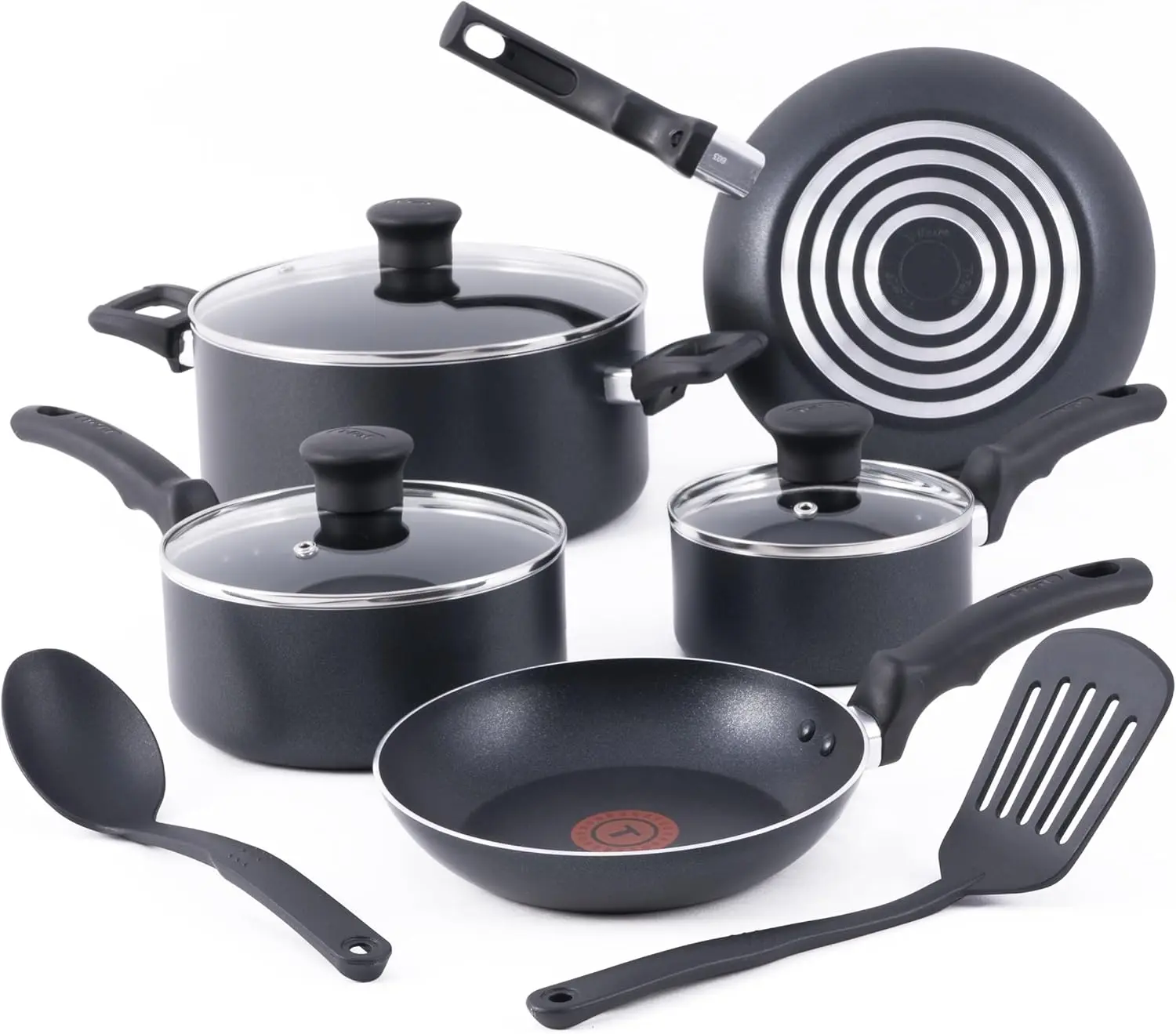 Non-Stick Cookware Set 10-Piece Pots Pans Black Heat Indicator Dishwasher Safe
Non-Stick Cookware Set 10-Piece Pots Pans Black Heat Indicator Dishwasher Safe